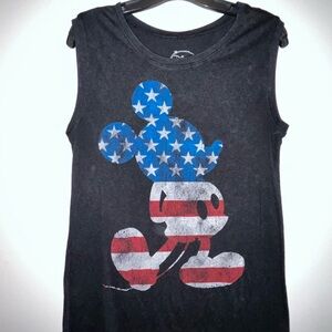 Disney Kids Black Tank Top with Patriotic Mickey Mouse